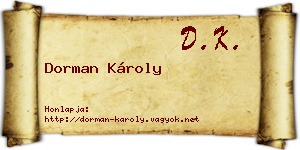 Dorman Károly névjegykártya