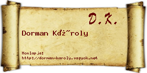 Dorman Károly névjegykártya